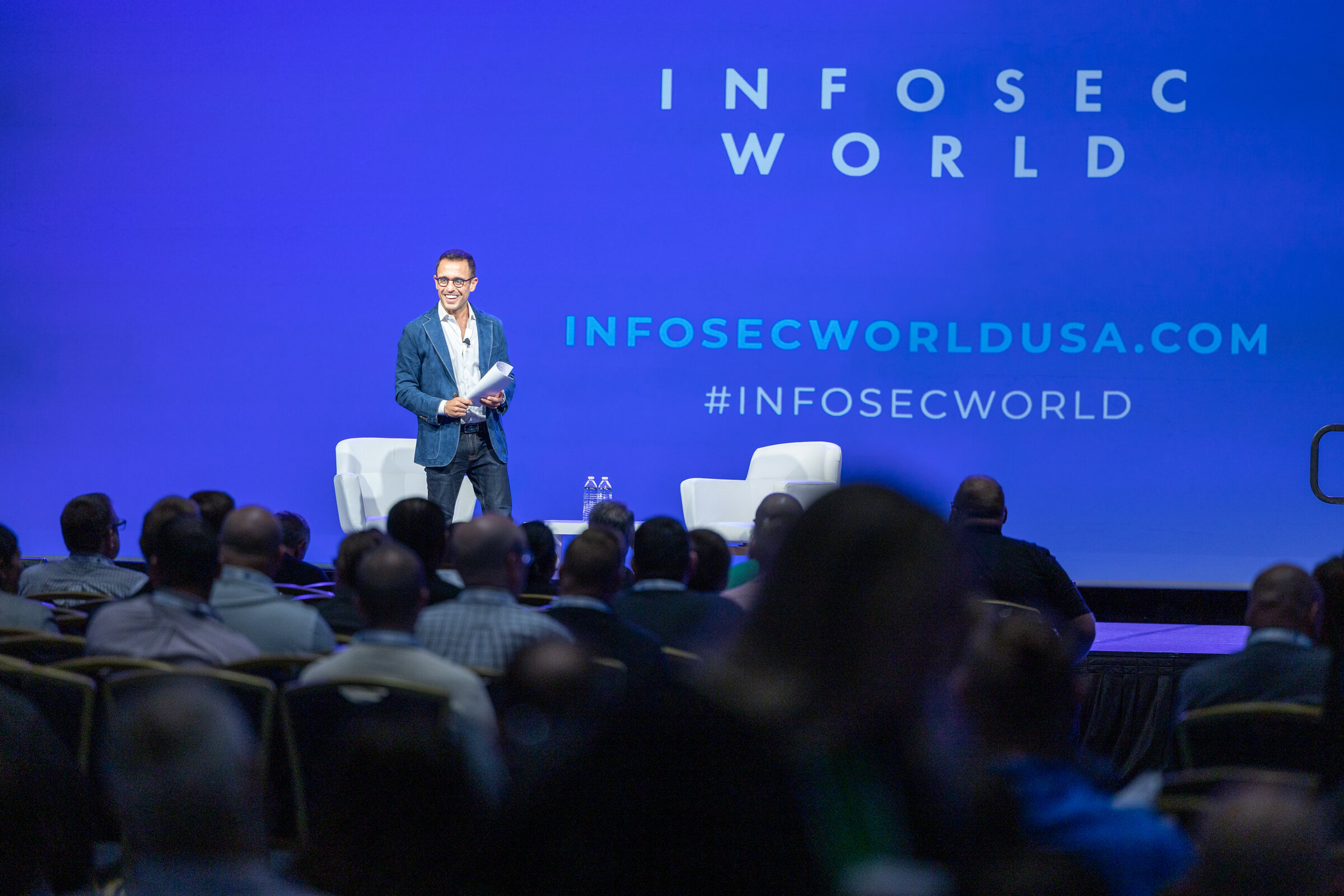 Parham Eftekhari on stage at InfoSec World
